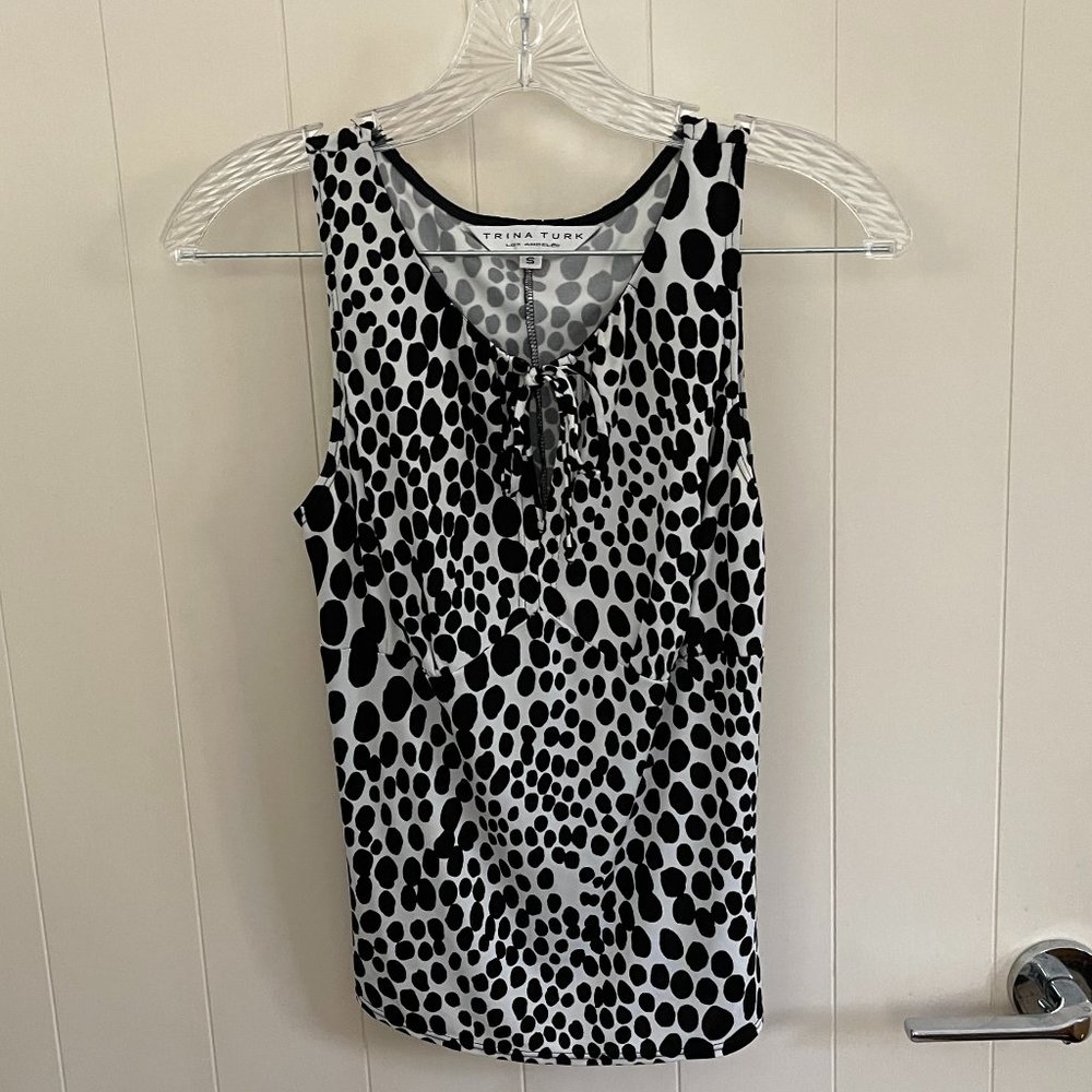 Trina Turk black and white sleeveless top, size small
